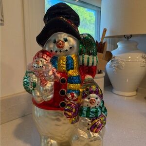 Large traditions hand blown vintage Snowman Family Holiday Decor